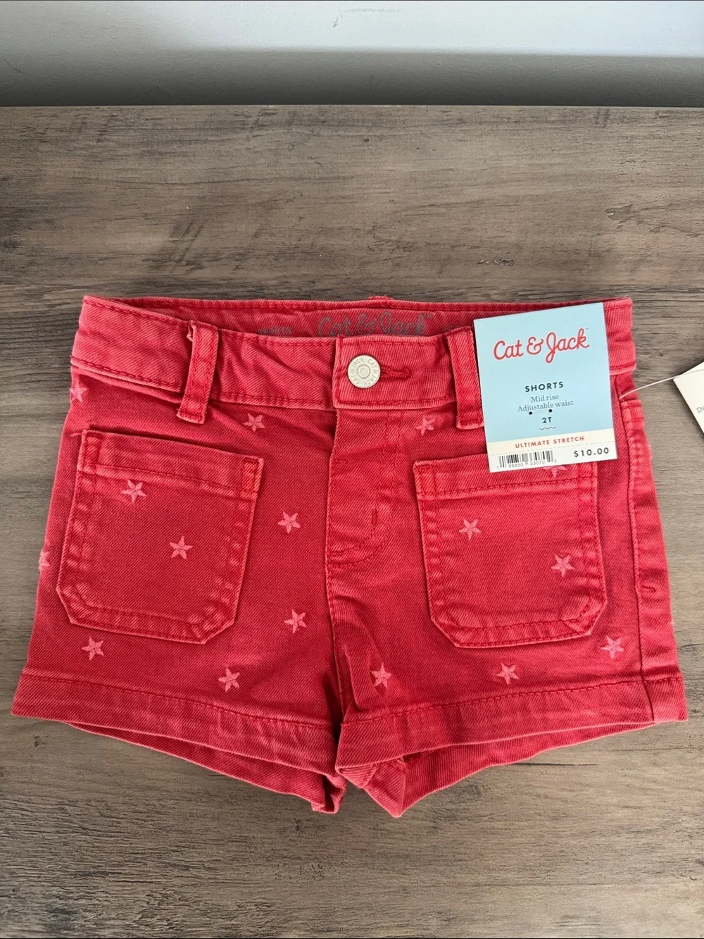 Cat & Jack Pink and Red Stars Toddler Girls' Shorts Set Size 2T New NWT